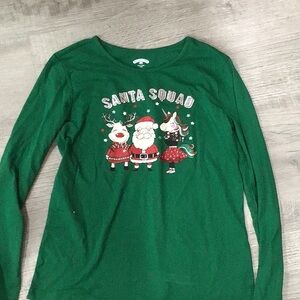 Holiday Time Green Long Sleeve Tee Santa Squad
